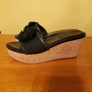 Coach Jazmin black slip on wedge sandals Size 9B